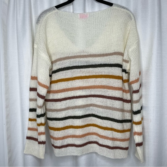 Pink Lily V-Neck Striped Sweater - Picture 8 of 8